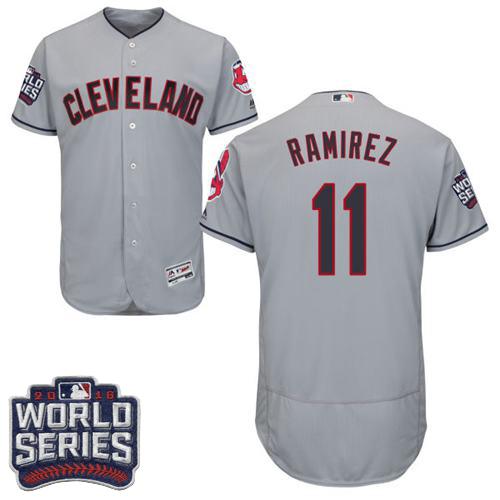 Indians #11 Jose Ramirez Grey Flexbase Authentic Collection 2016 World Series Bound Stitched MLB Jersey